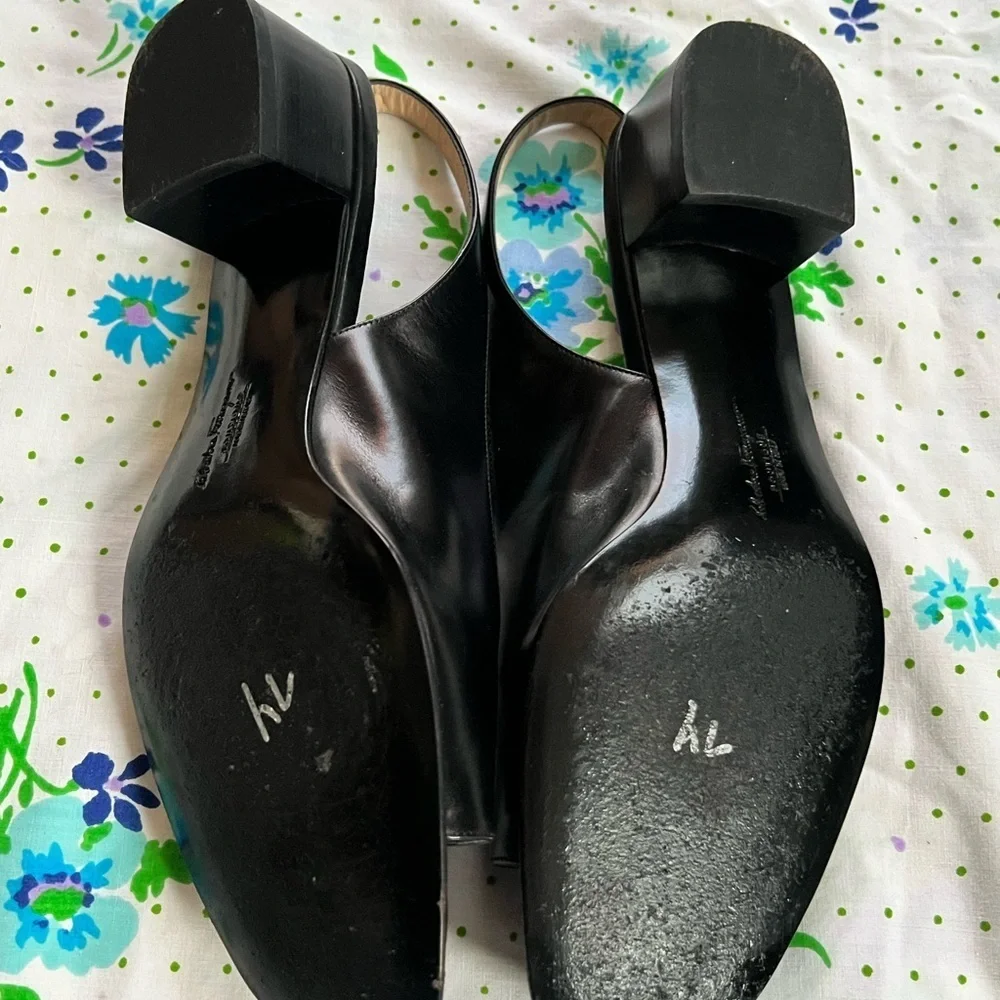 Salvatore Ferragamo Slingback Peep Toe Heels - 10 ‘Renata’